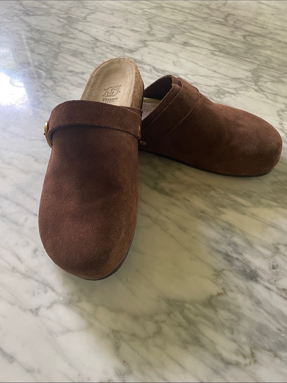 Dune London Brown Suede Slip-On Clog